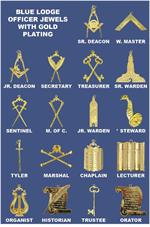 GOLD Masonic Blue Lodge Officer Collar Jewels Set of 12 
